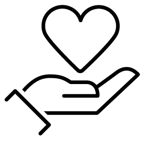 Icoon van zorg met hand en hart